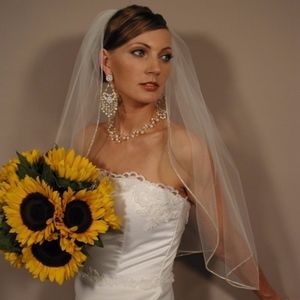 Bridal Veil WHITE 1 Layer - Rhinestone NEW #V44-1